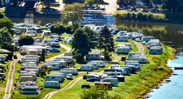 RVs and campers in an RV park