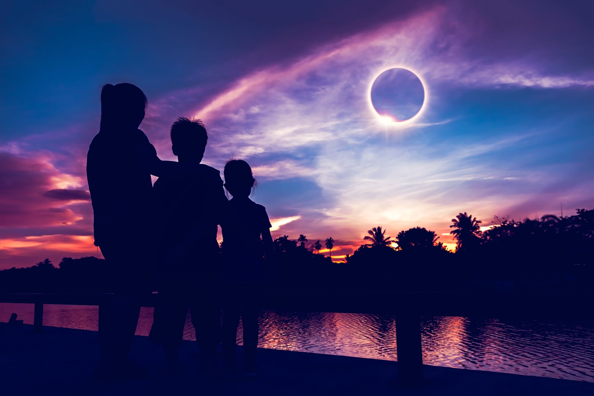 a family enjoying the eclipse