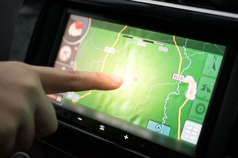 Pointing To Map On A GPS