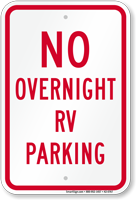 No overnight RV parking sign