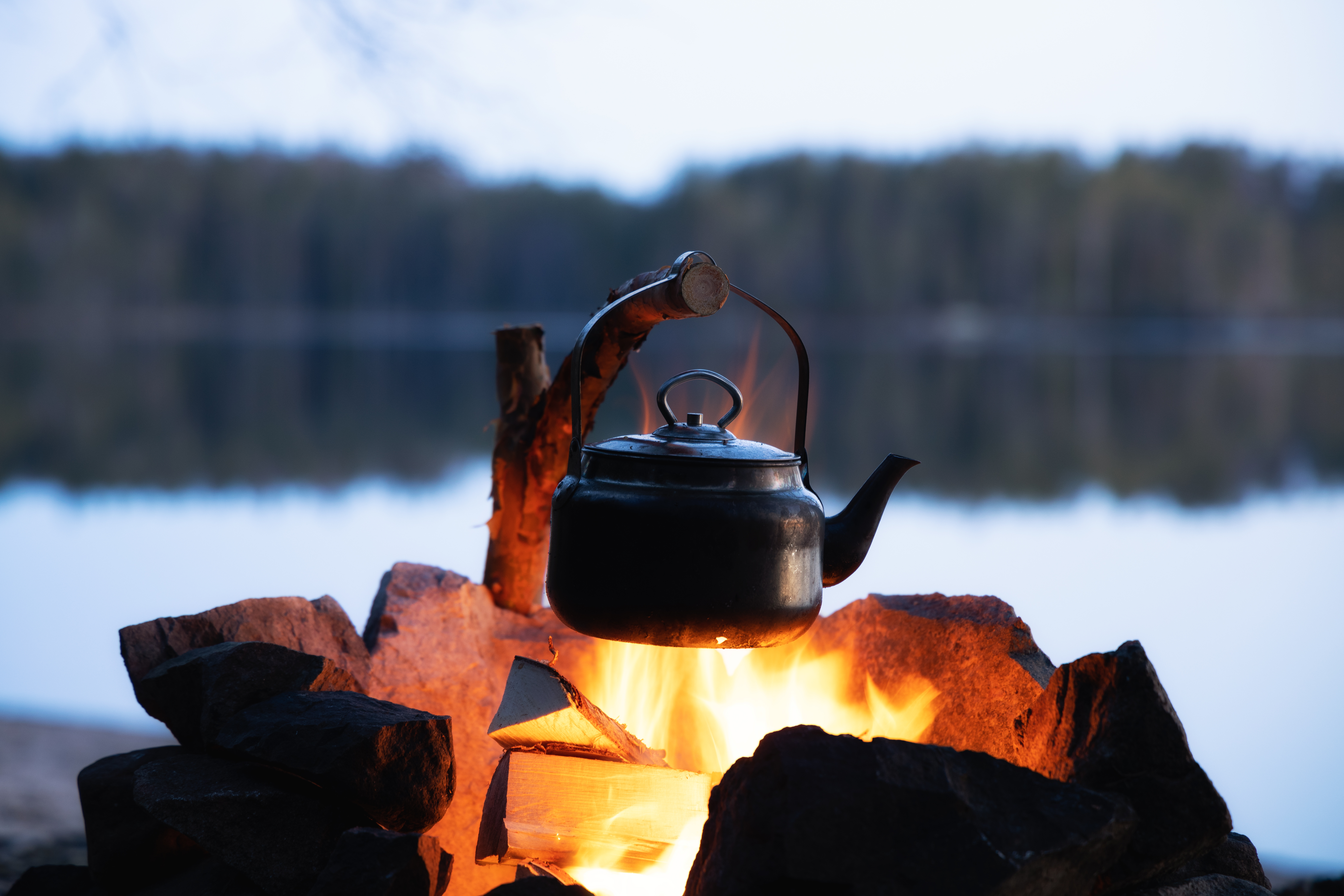 Teapot Over A Campfire