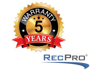 RecPro five year warranty sticker